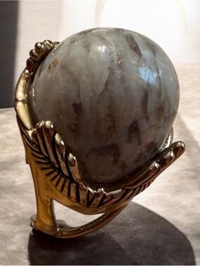 Studio Barse Gold Hand Ring with Gray Marble Sphere